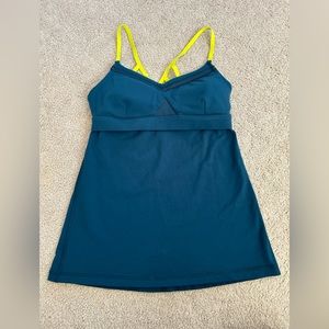 Lululemon Emerald Luon Strappy Just Breath Tank with Built In Bra